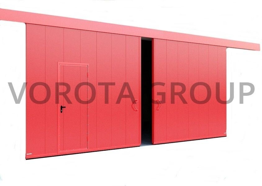 Красные промышленные подвесные ворота Doorhan 5000x2000 Красные промышленные подвесные ворота Doorhan 5000x2000